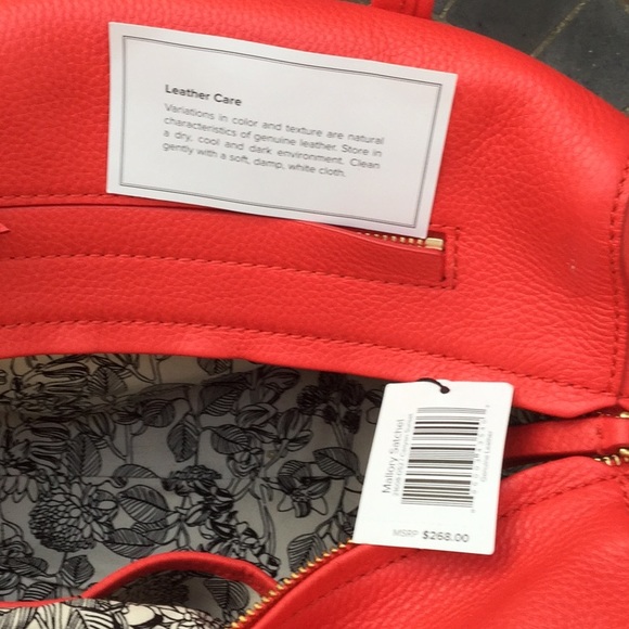 Leather Vera Bradly Red Satchel New With Tags